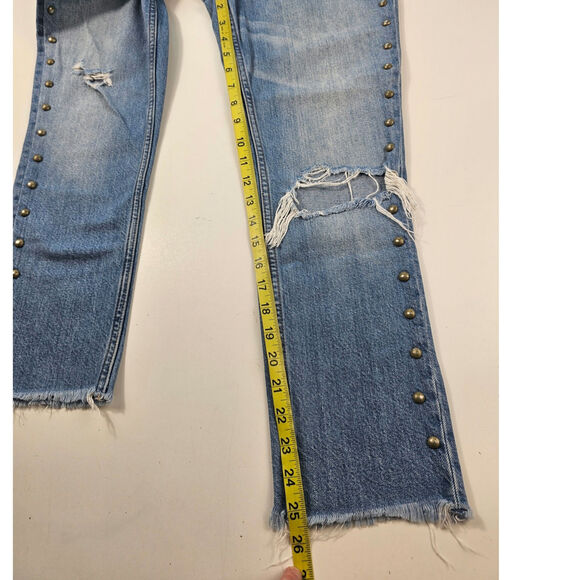 Annie high rise girlfriend 24 00 Abercrombie destroyed jeans with studs grunge - Picture 7 of 7